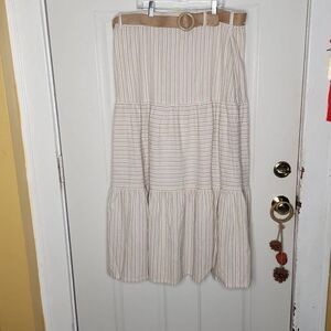 Truly 4 you beige and white boho chic long skirt women's size XL